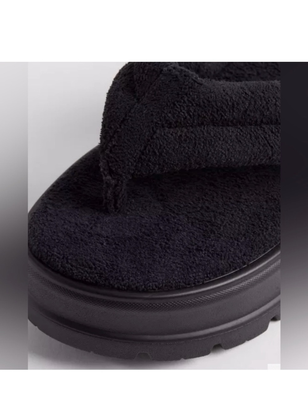 torrid Black Plush Terry Cloth Platform Thong Sandals - Picture 4 of 7